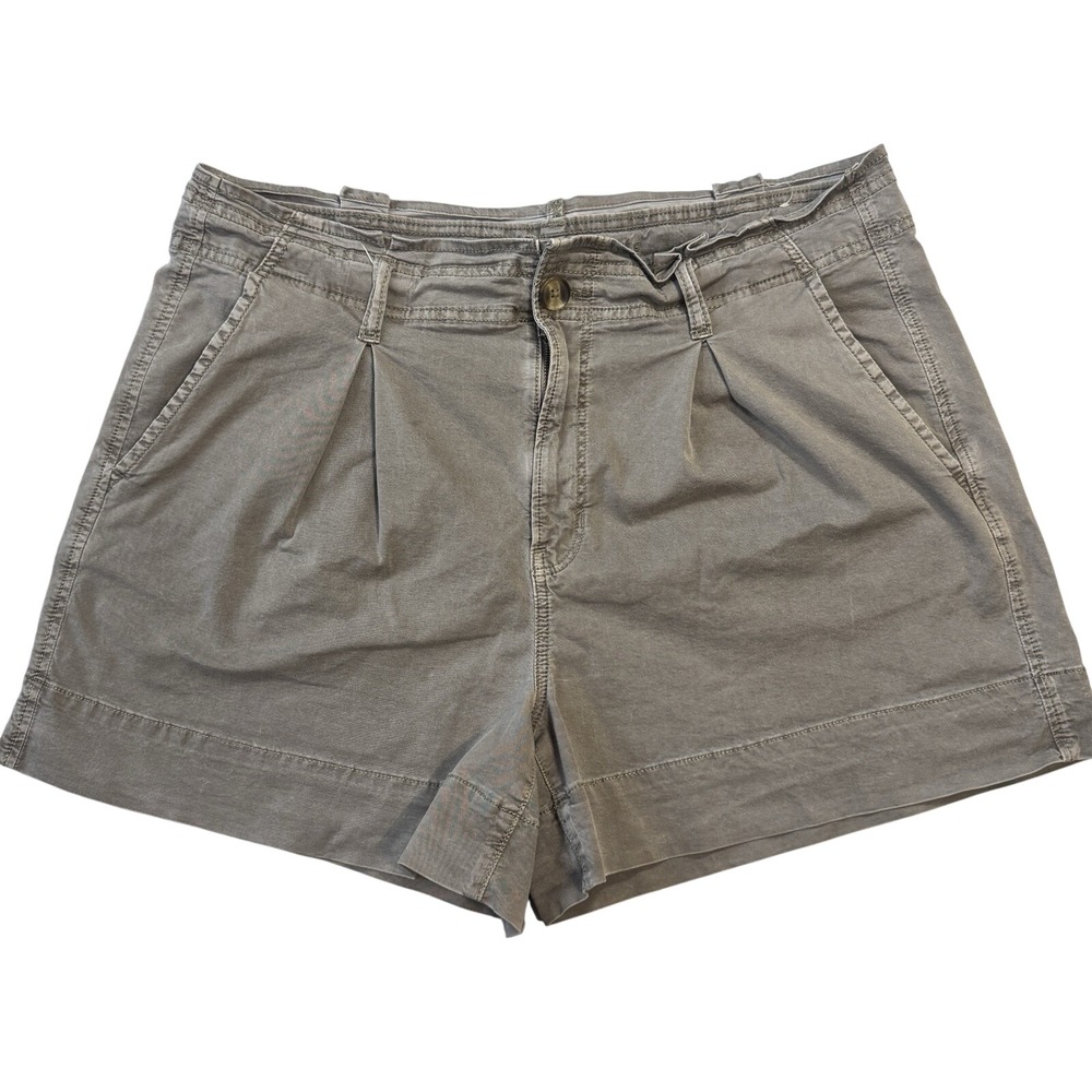 American Eagle Outfitters Womens Khaki Pleated High Waisted Shorts Size 16 Olive